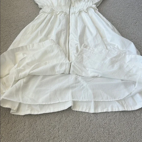 Anthropologie V-Neck Zip-Front Midi Dress White Cotton Dress Women’s Size M NEW - Picture 12 of 12